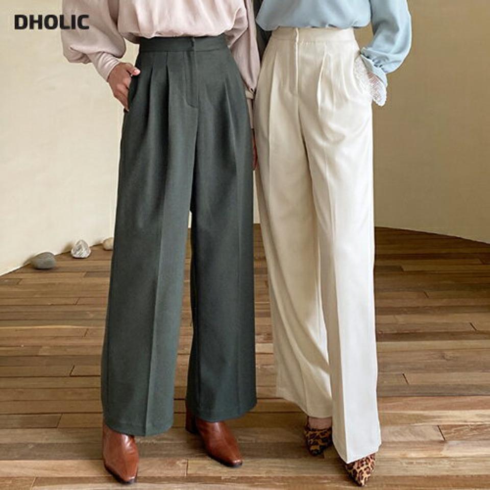 2TYPEワイドスラックス・全4色・b61330 レディース 【pt】【韓国 ファッション ボトムス パンツ ロング フルレングス 10分丈 十分丈 ハイウエスト ワイド ツータック ストレート オフィス 仕事 端正 大人 脚長 美脚 着痩せ 体型カバー カジュアル 秋 冬】