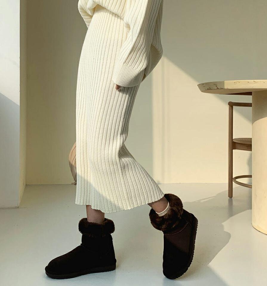 リブニットスカート・全4色・t61324 レディース 【sk】【韓国 ファッション ボトムス スカート ロング ミモレスカート タイトスカート スリム 細身 タイト ニット 無地 シンプル カジュアル 秋 冬】