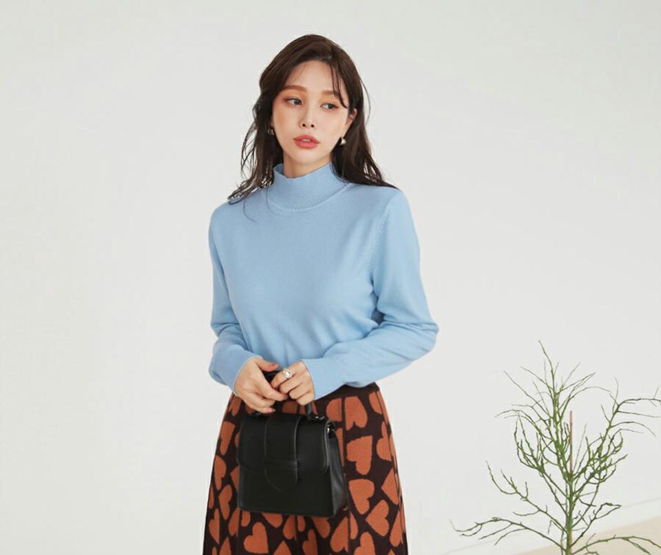ハイネックニット・全6色・t65951 レディース 【tops】【トップス ニット ニットトップス 長袖 ハイネック 単色 無地 シンプル ベーシック カジュアル 大人 秋 冬 韓国 ファッション】【ハイホリHIHOLLI】