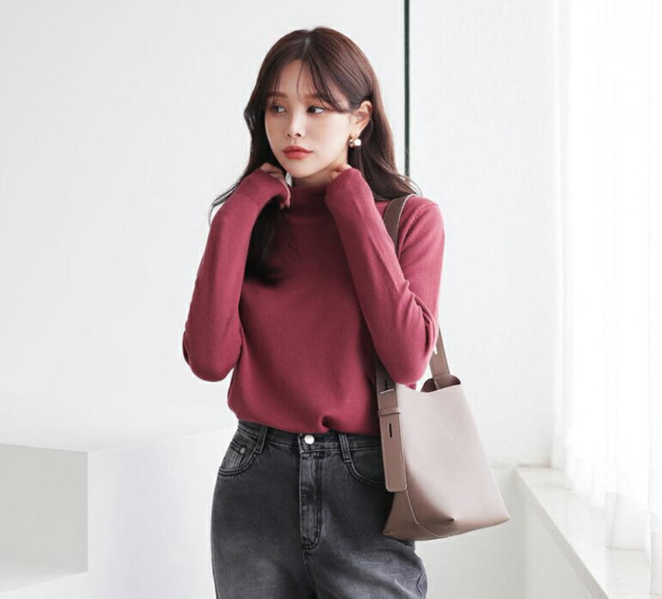 ハイネックニット・全6色・t65951 レディース 【tops】【トップス ニット ニットトップス 長袖 ハイネック 単色 無地 シンプル ベーシック カジュアル 大人 秋 冬 韓国 ファッション】【ハイホリHIHOLLI】