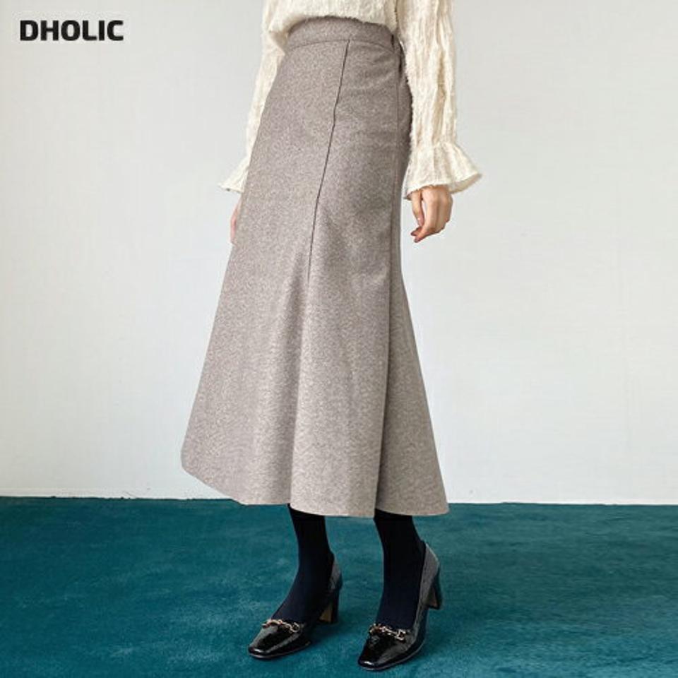 ヘリンボーンスリットスカート・全2色・t61328 レディース 【sk】【韓国 ファッション ボトムス スカート ロング フレア Aライン 無地 上品 エレガント 高見え 大人 カジュアル 秋 冬】