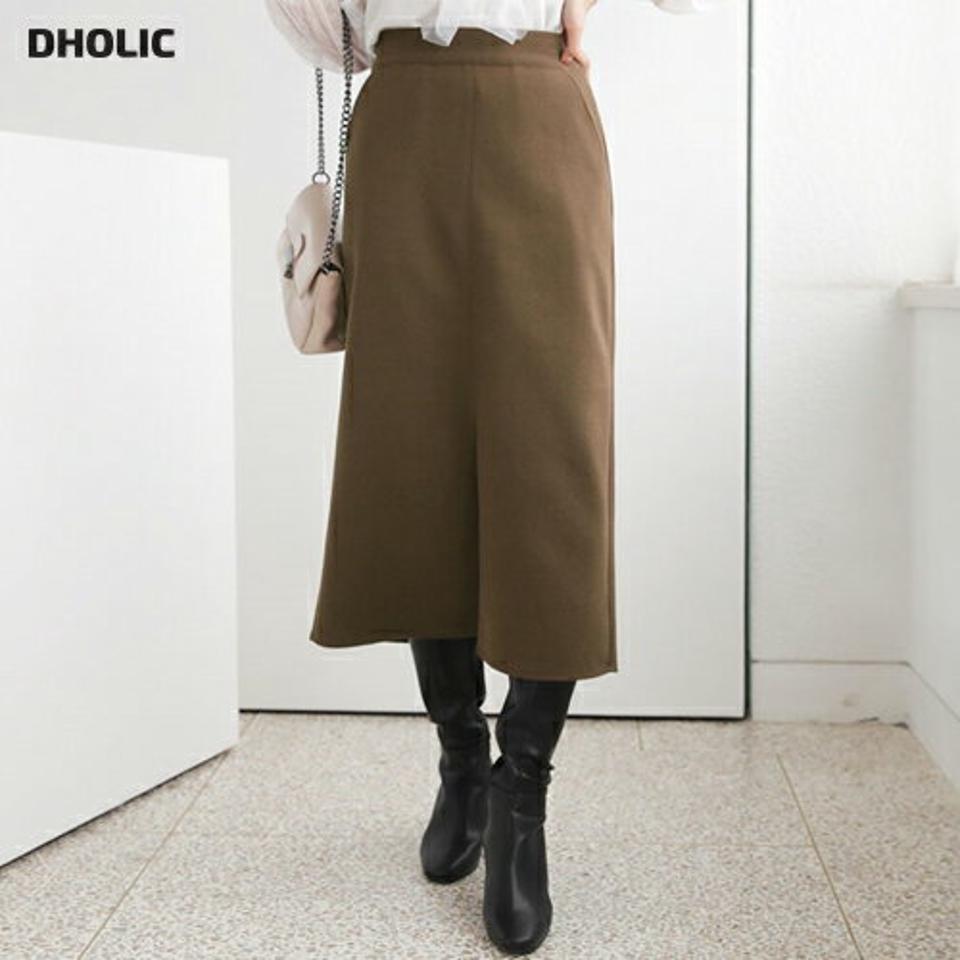 スリットポケットスカート・全2色・b65891 レディース 【sk】【スカート ミディ丈 ミディスカート スリット Hライン単色 無地 シンプル 大人 カジュアル 秋 冬 韓国 ファッション】【ハイホリHIHOLLI】