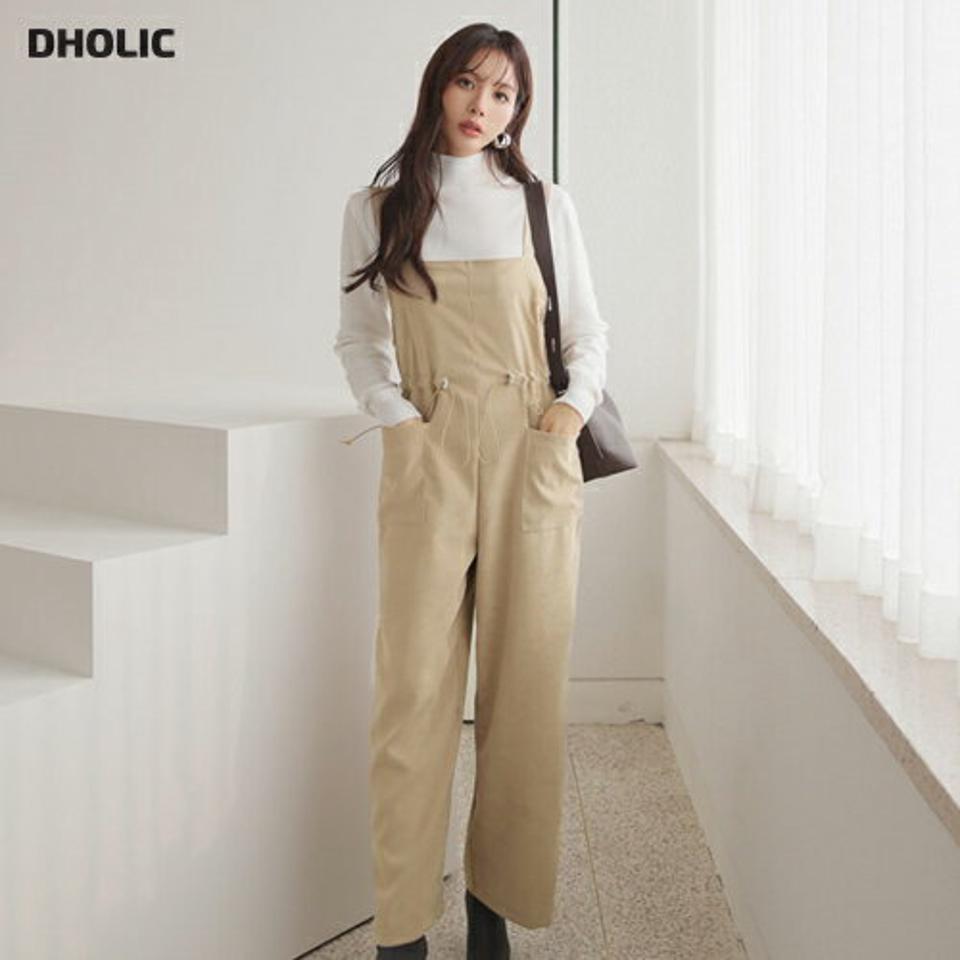 ドロストオールインワン・全3色・t65960 レディース 【pt】【オールインワン パンツ ズボン ロングパンツ ドロスト 単色 無地 シンプル カジュアル ワイド 大人 秋 冬 韓国 ファッション】【ハイホリHIHOLLI】