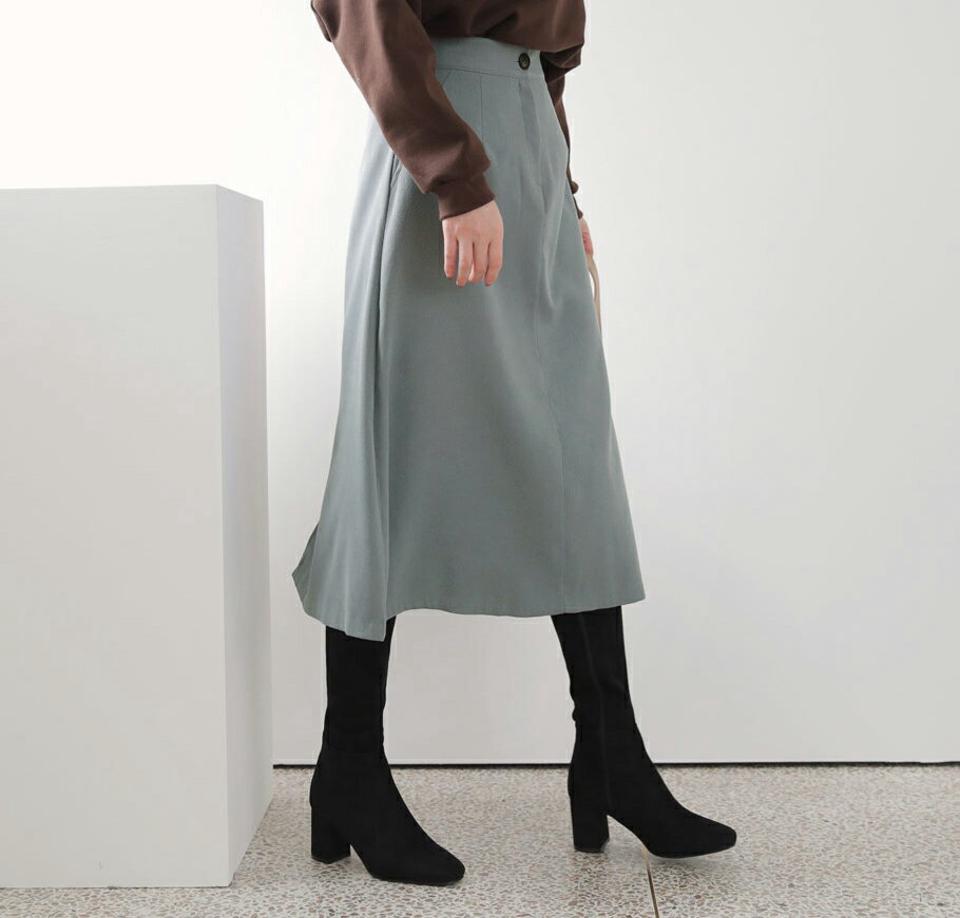 Aラインボタンスカート・全3色・t65965 レディース 【sk】【スカート ロング ロングスカート Aライン 単色 無地 シンプル きれいめ ベーシック オフィスカジュアル 秋 冬 韓国 ファッション】【ハイホリHIHOLLI】