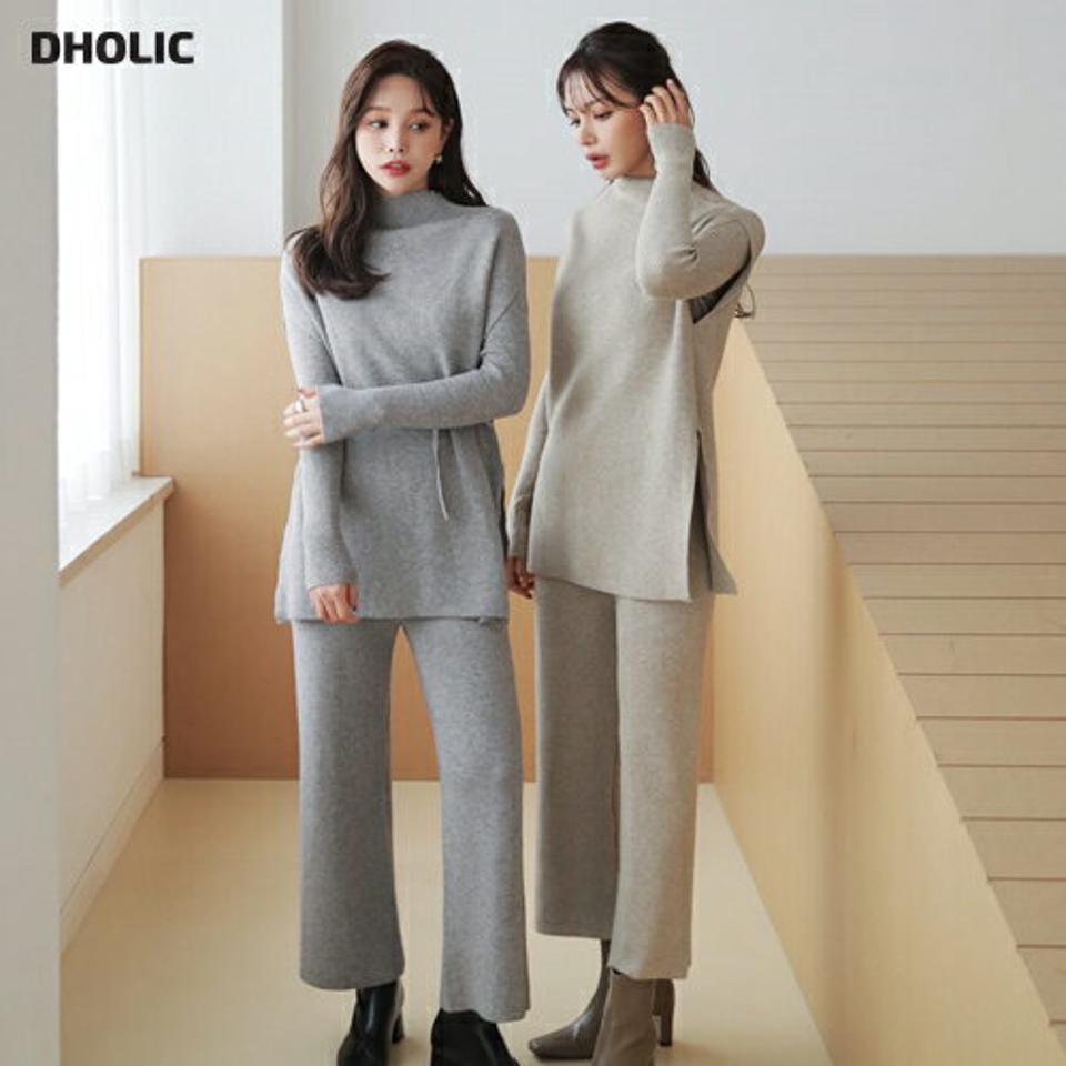 ストラップ付ベスト&ニット&パンツ3SET・全3色・b65970 レディース 【pt】【セットアップ setup ベスト トップス 長袖 ニット ニットベスト ニットトップス パンツ ズボン ニットパンツ 無地 単色 秋 冬 韓国 ファッション】【ハイホリHIHOLLI】