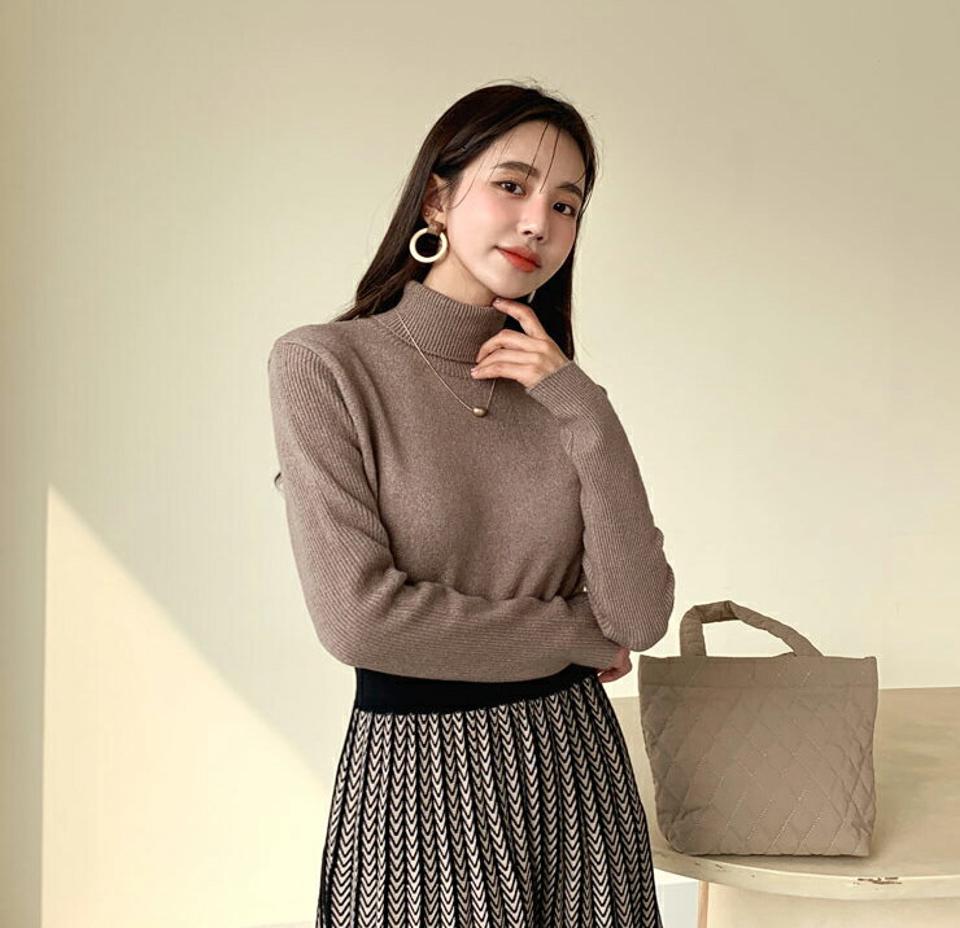 タートルニット・全5色・t61313 レディース 【tops】【韓国 ファッション トップス ニット ハイネック タートルネック 長袖 シンプル デイリー 無地 ハイゲージ 大人 ベーシック やわらかい あたたかい リブ ベーシック カジュアル 秋 冬】