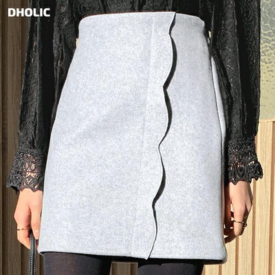 スカラップミニスカート・全3色・t62239 レディース 【sk】【韓国 ファッション ボトムス スカート ミニ ショート 台型 Hライン 無地 スリム 細身 バックゴム サイドジップ付き ミニ カジュアル 秋 冬】