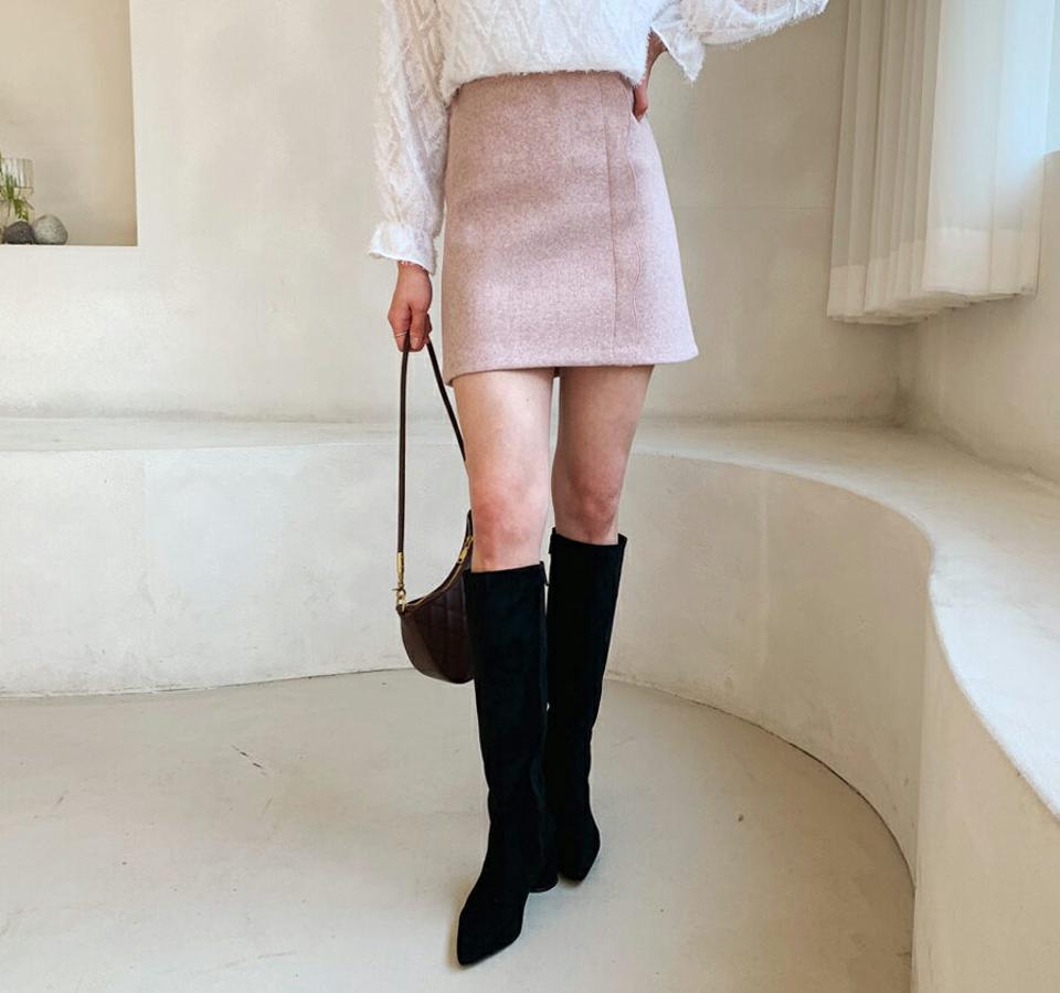 スカラップミニスカート・全3色・t62239 レディース 【sk】【韓国 ファッション ボトムス スカート ミニ ショート 台型 Hライン 無地 スリム 細身 バックゴム サイドジップ付き ミニ カジュアル 秋 冬】