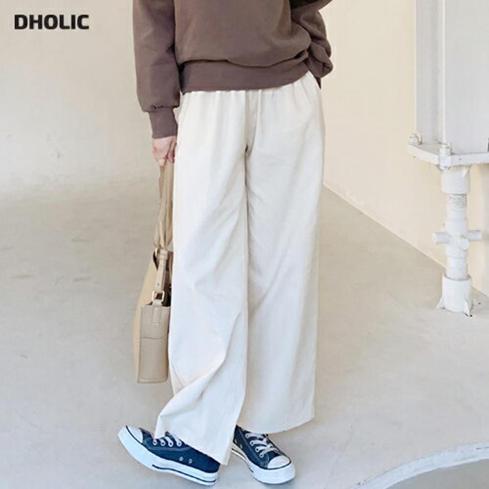 コーデュロイパンツ・全4色・b62246 レディース 【pt】【韓国 ファッション ボトムス パンツ ロング ストレート ワイド コーデュロイ ウエストゴム ポケット付き ルーズ 無地 ルーズ ベーシック 体型カバー カジュアル 秋 冬】