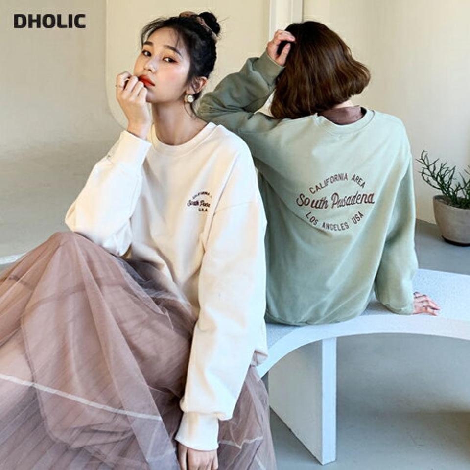 裏起毛刺繍レタリングスウェット・全4色・t62209 レディース 【tops】【韓国 ファッション トップス スウェット トレーナー Tシャツ カットソー ラウンド 長袖 ロゴ レタリング プリント ルーズ ゆったり オーバーサイズ 体型カバー カジュアル 秋 冬】