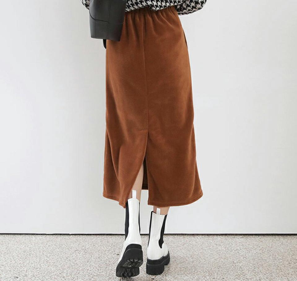 ソフトタッチスカート・全5色・b65894 レディース 【sk】【スカート ロング ロングスカート ソフト Hライン スリット 単色 無地 シンプル 大人 カジュアル ベーシック ラフ 秋 冬 韓国 ファッション】【ハイホリHIHOLLI】