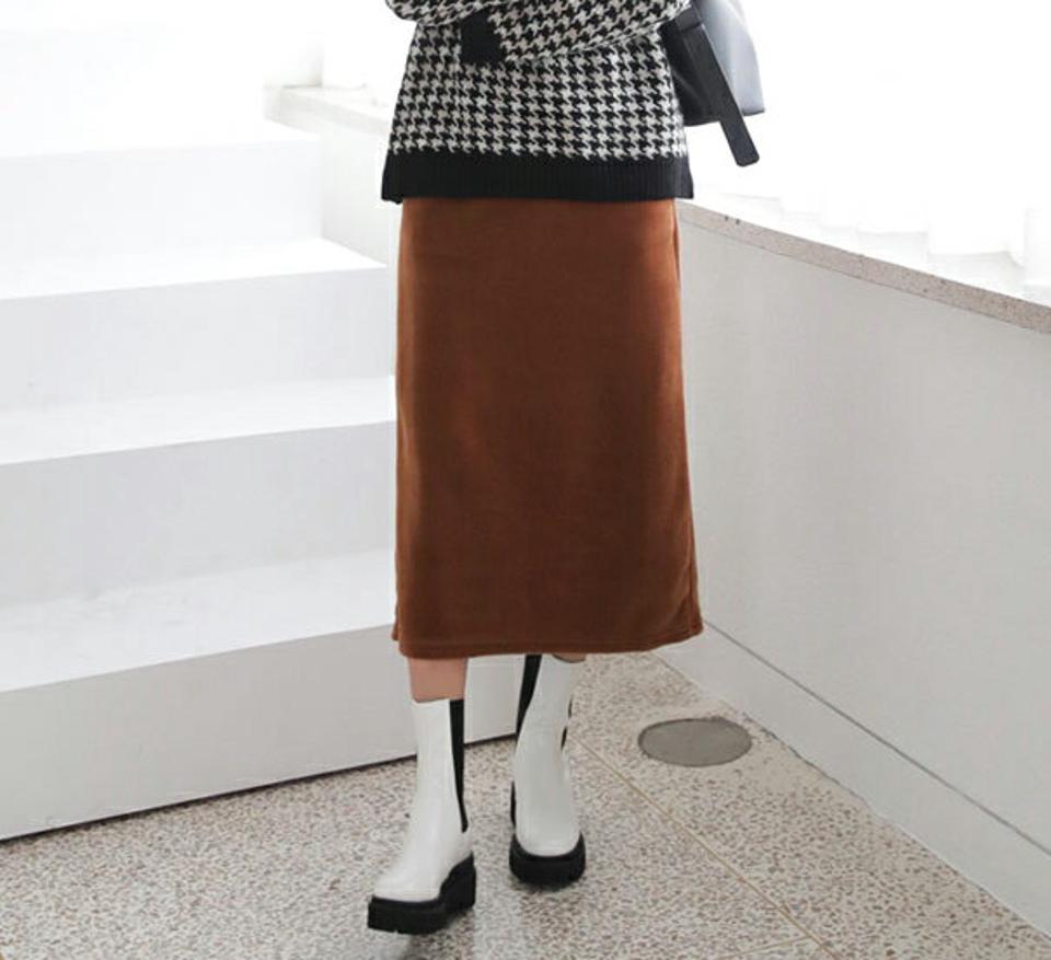 ソフトタッチスカート・全5色・b65894 レディース 【sk】【スカート ロング ロングスカート ソフト Hライン スリット 単色 無地 シンプル 大人 カジュアル ベーシック ラフ 秋 冬 韓国 ファッション】【ハイホリHIHOLLI】