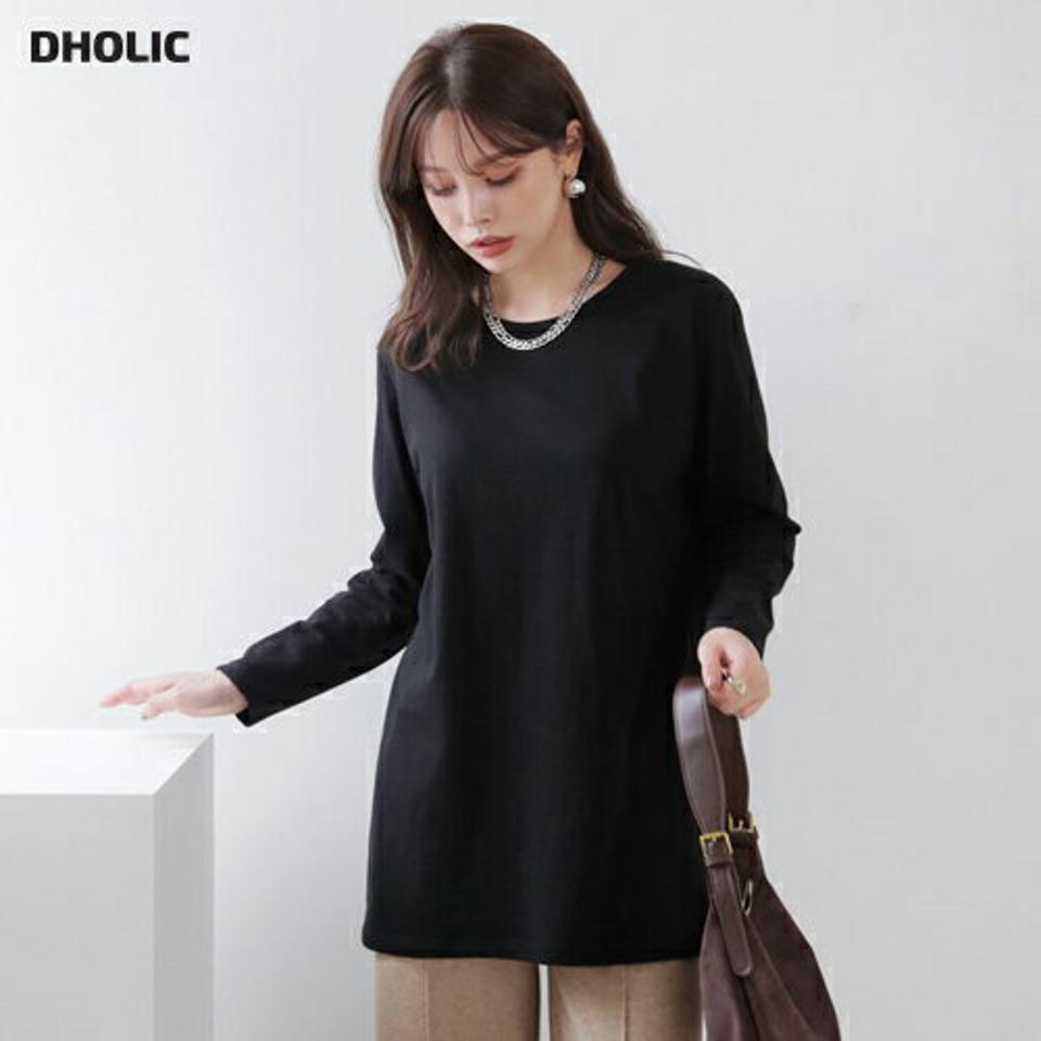 ルーズTシャツ・全2色・b65865 レディース 【tops】【トップス Tシャツ 長袖 ロンT 単色 無地 無地T シンプル ベーシック ルーズ ゆったり ラフ カジュアル 大人 ラウンドネック 秋 冬 韓国 ファッション】【ハイホリHIHOLLI】