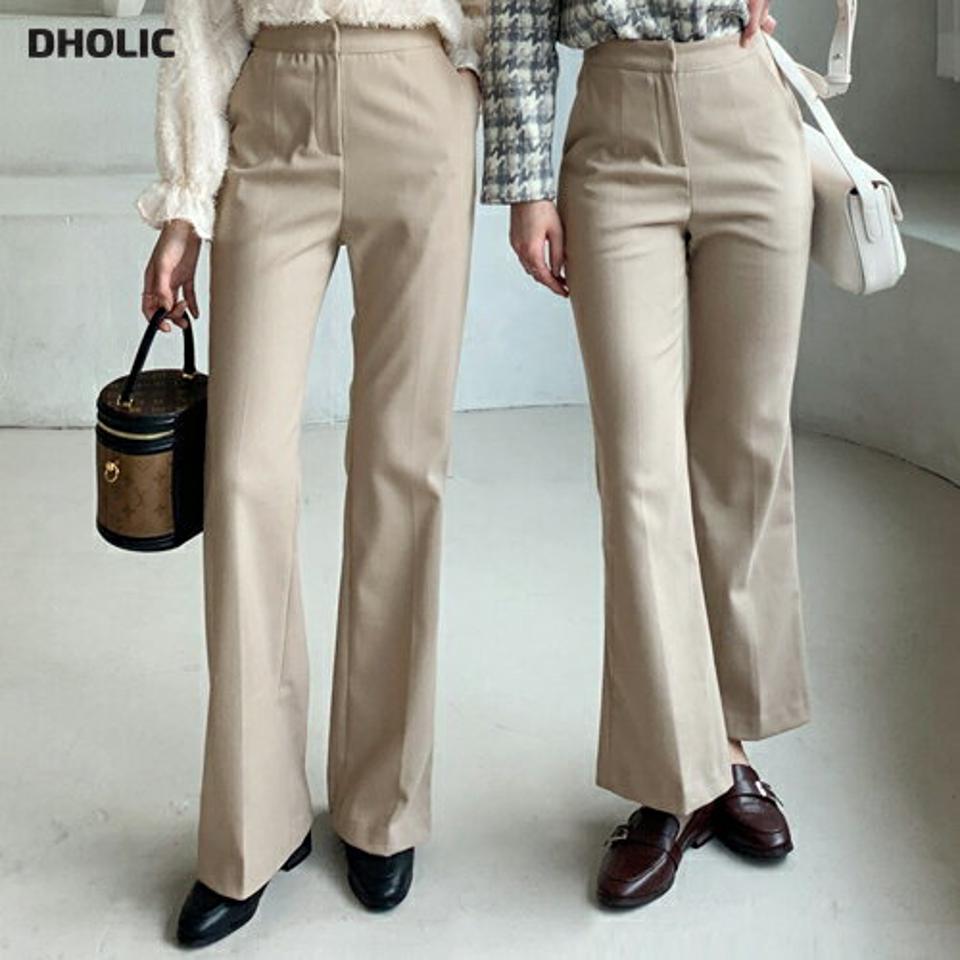 2TYPE裏起毛ブーツカットスラックス・全4色・b62245 レディース 【pt】【韓国 ファッション ボトムス パンツ ロング セミブーツカット スリム 細身 タイト ハイウエスト オフィス 10分丈 十分丈　サイドポケット 保温性 裏起毛 カジュアル 秋 冬】