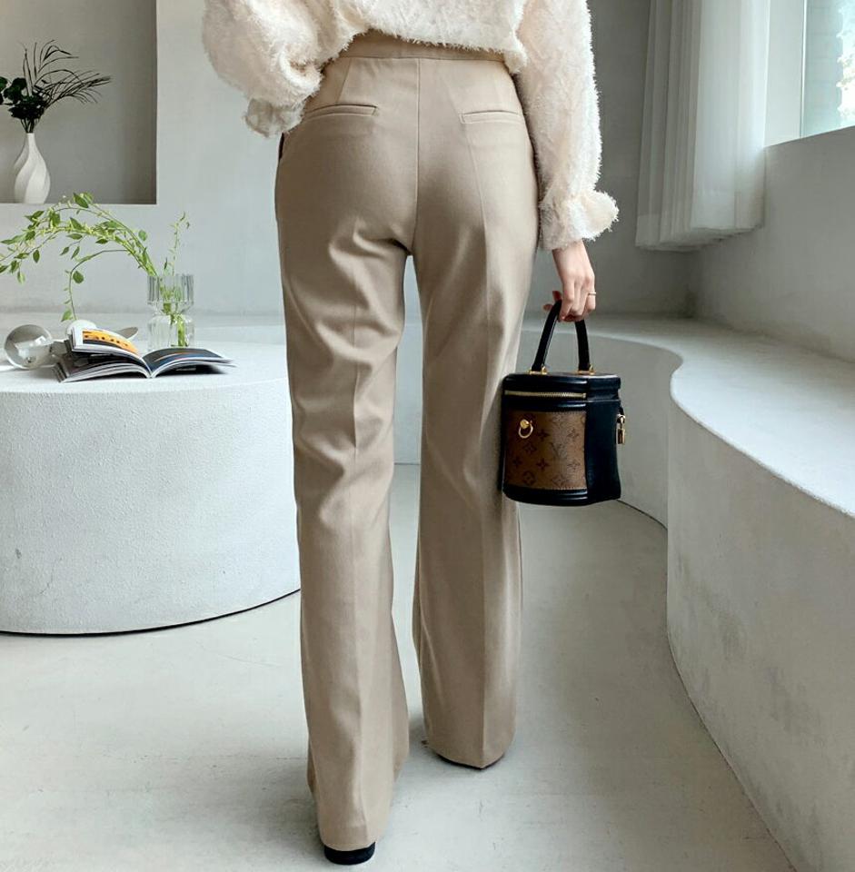 2TYPE裏起毛ブーツカットスラックス・全4色・b62245 レディース 【pt】【韓国 ファッション ボトムス パンツ ロング セミブーツカット スリム 細身 タイト ハイウエスト オフィス 10分丈 十分丈　サイドポケット 保温性 裏起毛 カジュアル 秋 冬】