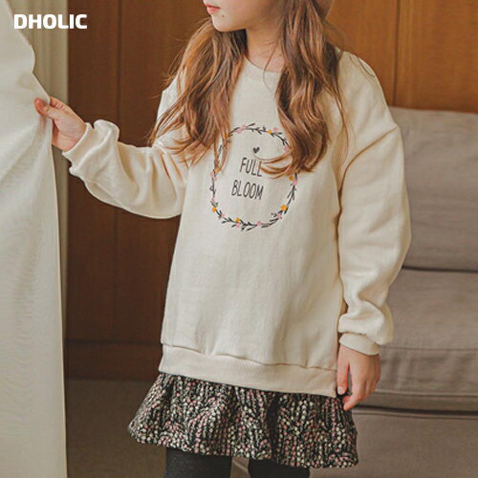 裏起毛フリルレイヤードスウェット(cream)・p010013 キッズ【3~8才】【tops】【トップス スウェット トレーナー 長袖 フリル レイヤード 裏起毛 カジュアル 可愛い かわいい 花柄 小花柄 女の子 冬 韓国 韓国子供服 こども 子供服 こども服】【KIDS】