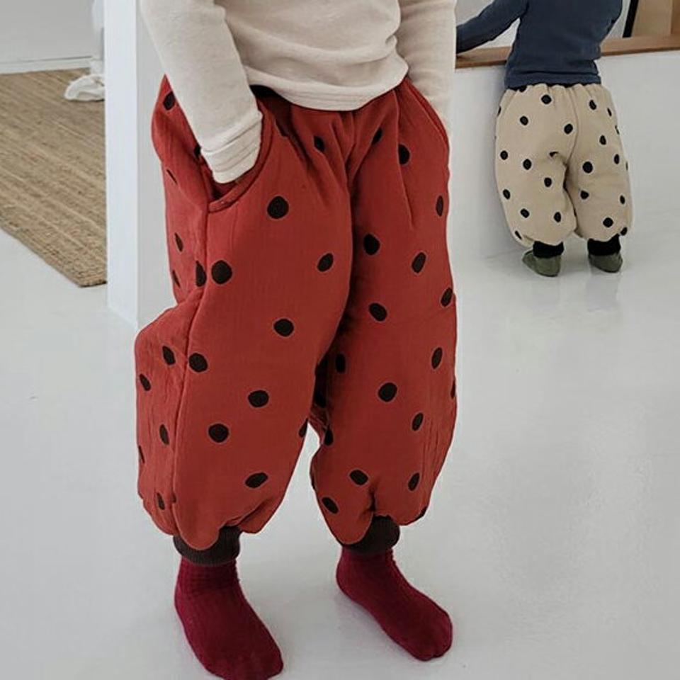 【キッズ30%OFF】中綿ドットパンツ・u10479 キッズ【3~8才】【pt】【パンツ ズボン ロングパンツ 長ズボン ドット柄 中綿 中綿パンツ カジュアル ラフ 女の子 男の子 冬 韓国 韓国子供服 子供 こども 子供服 こども服】【KIDS】