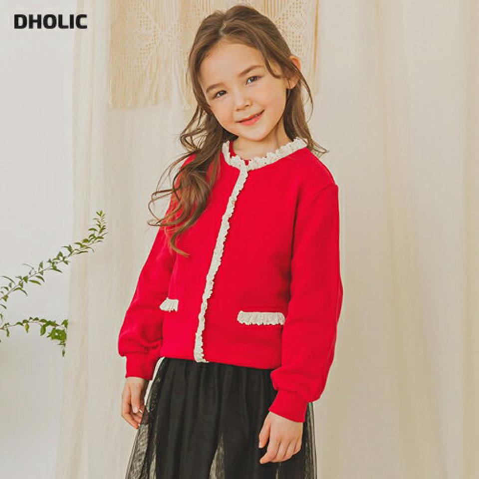 裏起毛レースフリルスウェット(red)・p009967 キッズ【3~8才】【tops】【トップス スウェット トレーナー 長袖 フリル レース 裏起毛 可愛い かわいい ガーリー 女の子 秋 冬 韓国 韓国子供服 子供 こども 子供服 こども服】【KIDS】