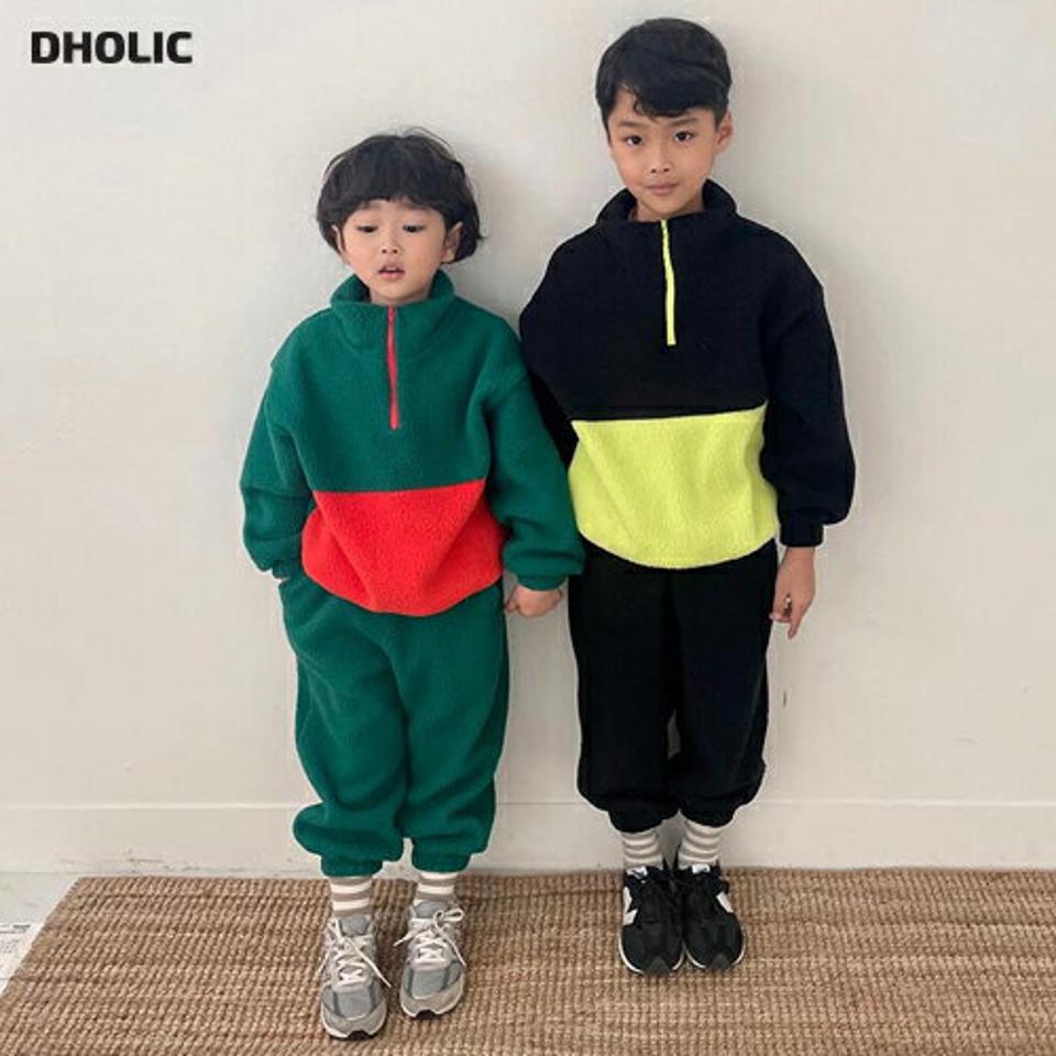 配色ソフトスウェット上下SET(kids)・u10468 キッズ【3~8才】【set】【セットアップ setup トップス 長袖 パンツ ズボン ロングパンツ 長ズボン フリース スウェット 配色 女の子 男の子 秋 冬 韓国 韓国子供服 子供 こども 子供服 こども服】【KIDS】【WS】