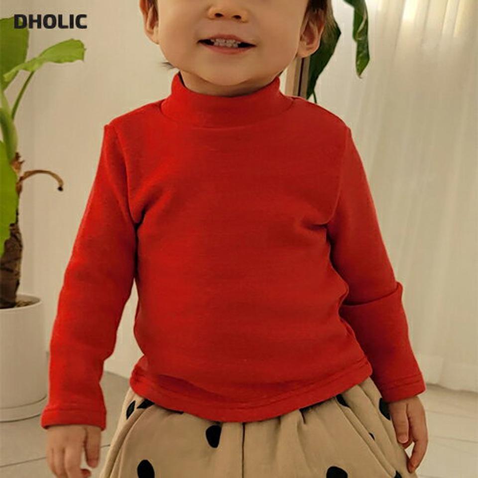 ハーフネックTシャツ・u10476 キッズ【3~8才】【tops】【トップス Tシャツ 長袖 単色 無地 シンプル カジュアル ベーシック ハーフネック 無地T ロンT 女の子 男の子 秋 冬 韓国 韓国子供服 子供 こども 子供服 こども服】【KIDS】