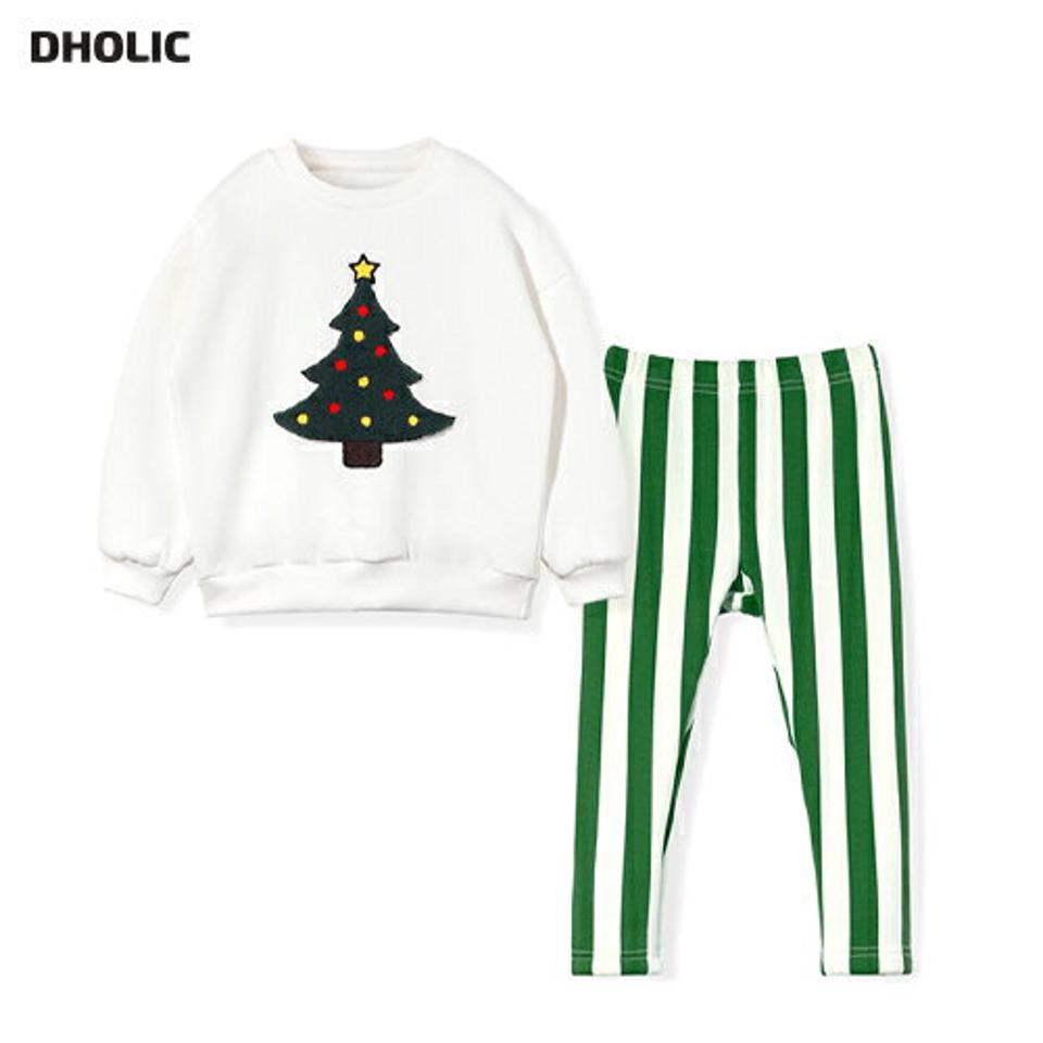裏起毛ツリースウェット上下SET・p010618 キッズ【3~8才】【set】【セット 上下 トップス 長袖 トレーナー パンツ ズボン ロングパンツ 長ズボン クリスマス ストライプ柄 裏起毛 女の子 男の子 冬 韓国 韓国子供服 こども 子供服 こども服】【KIDS】