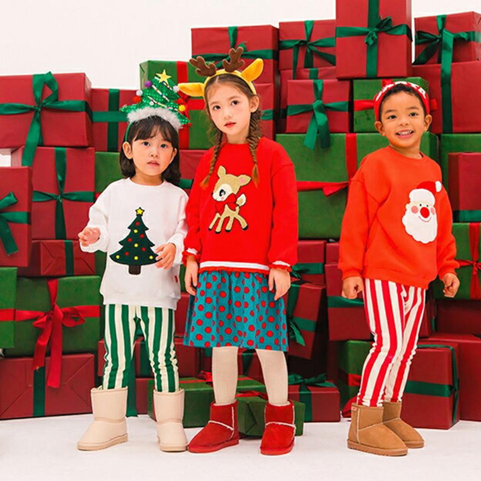 裏起毛ツリースウェット上下SET・p010618 キッズ【3~8才】【set】【セット 上下 トップス 長袖 トレーナー パンツ ズボン ロングパンツ 長ズボン クリスマス ストライプ柄 裏起毛 女の子 男の子 冬 韓国 韓国子供服 こども 子供服 こども服】【KIDS】