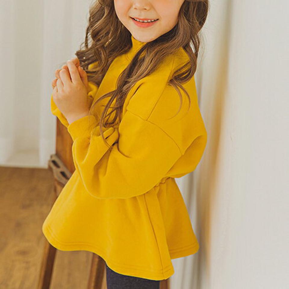 裏起毛フリルロングスウェット(yellow)・p010003 キッズ 【3~8才】【tops】【韓国 ファッション トップス トレーナー Tシャツ カットソー 長袖 ロング ロンT レタリング ロゴ 女の子 男の子 キッズ 子供 子供服 幼稚園 通学 通園 低学年 秋 冬】【KIDS】