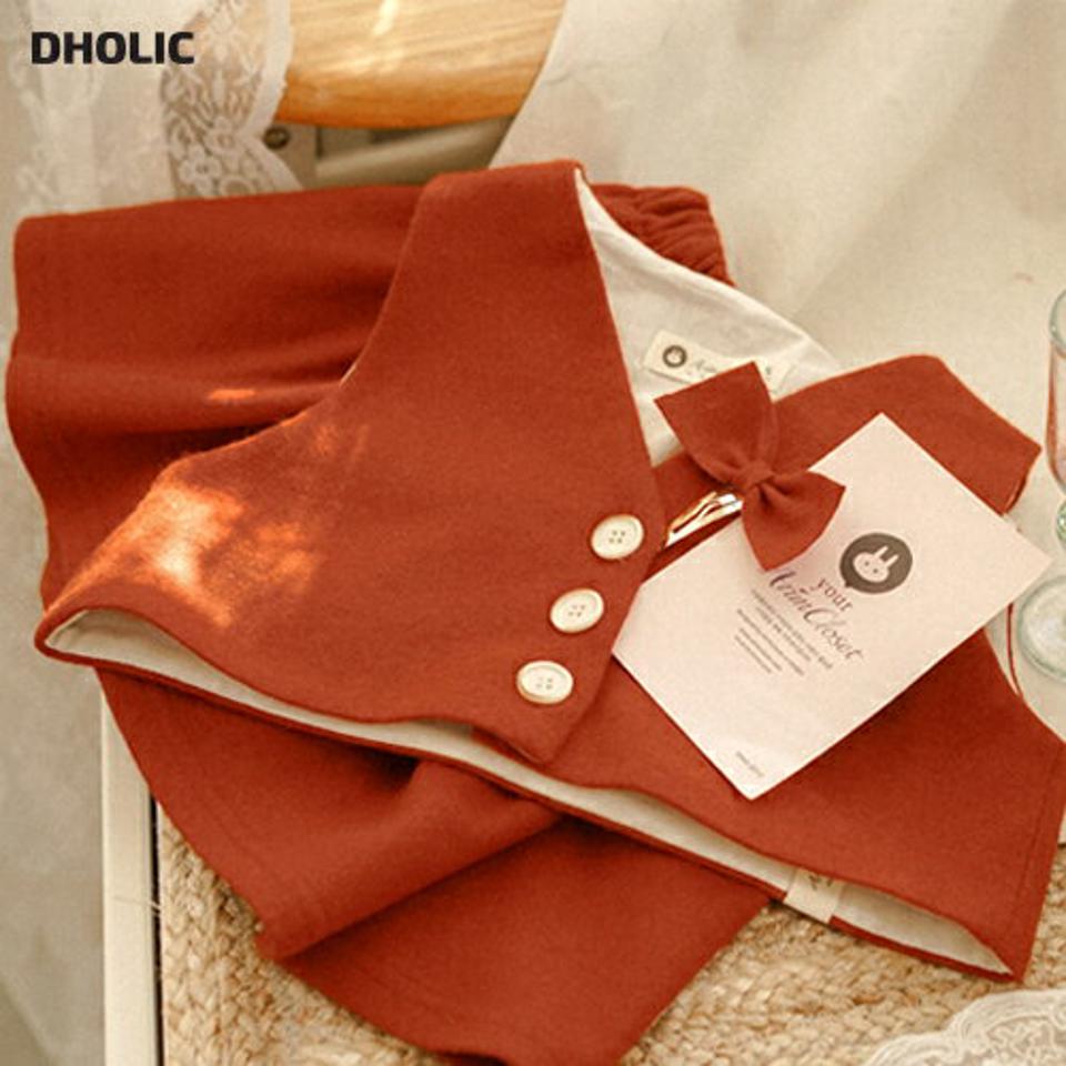 ベスト&スカート上下SET p010629 キッズ 【0~2才】【SET】【韓国 ファッション セットアップ ベスト Vネック ボタン スカート フレア Aライン 無地 女の子キッズ 子供 子供用 ベビー 赤ちゃん ベビー用 赤ちゃん用 出産祝い 秋 冬】【KIDS】