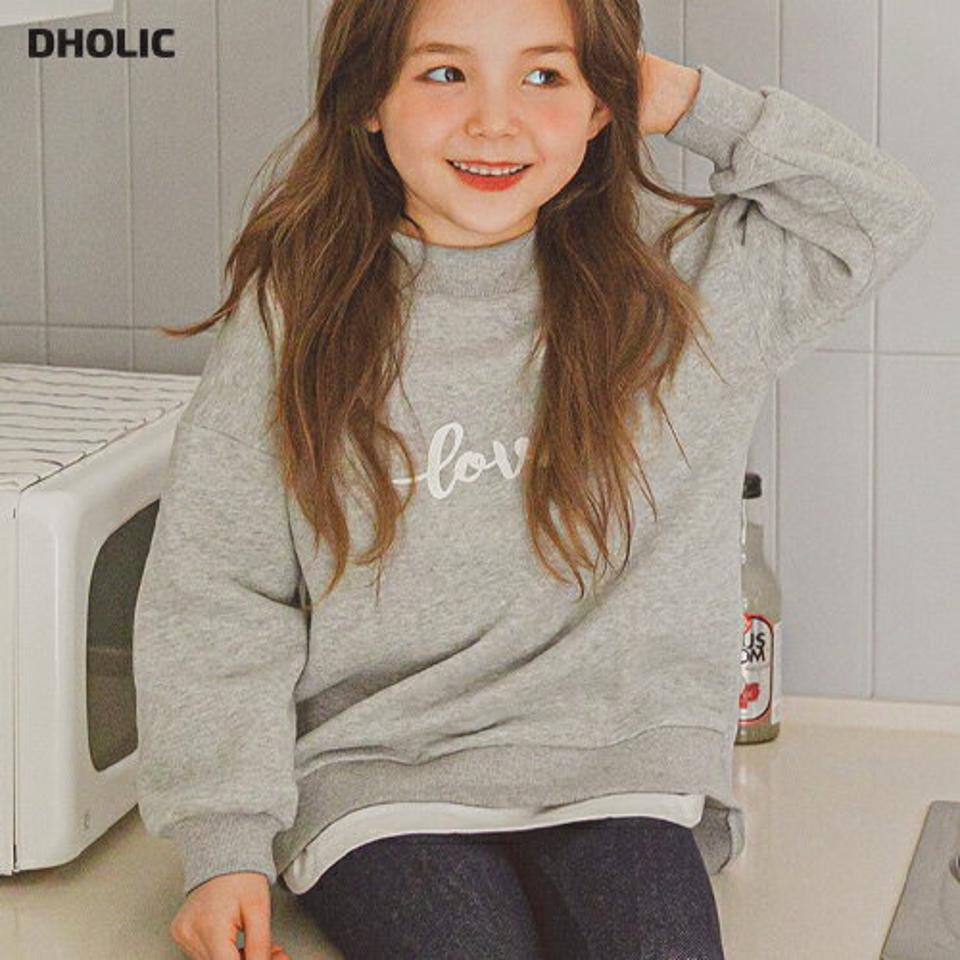 裏起毛ラブロングスウェット(gray)・p010011 キッズ 【3~8才】【tops】【韓国 ファッション トップス トレーナー Tシャツ カットソー 長袖 ロング ロンT レタリング ロゴ 女の子 男の子 キッズ 子供 子供服 幼稚園 通学 通園 低学年 秋 冬】【KIDS】