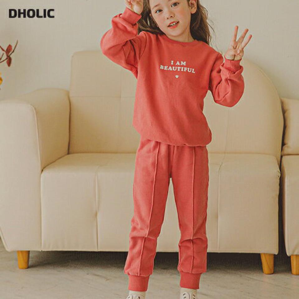 裏起毛プリント上下SET(pink)・p010096 キッズ 【3~8才】【pt】【韓国 ファッション セットアップ 上下セット スウェット トレーナー Tシャツ ロングパンツ ジョガーパンツ レタリング ロゴ キッズ 子供 子供服 幼稚園 通学 通園 低学年 秋 冬】【KIDS】