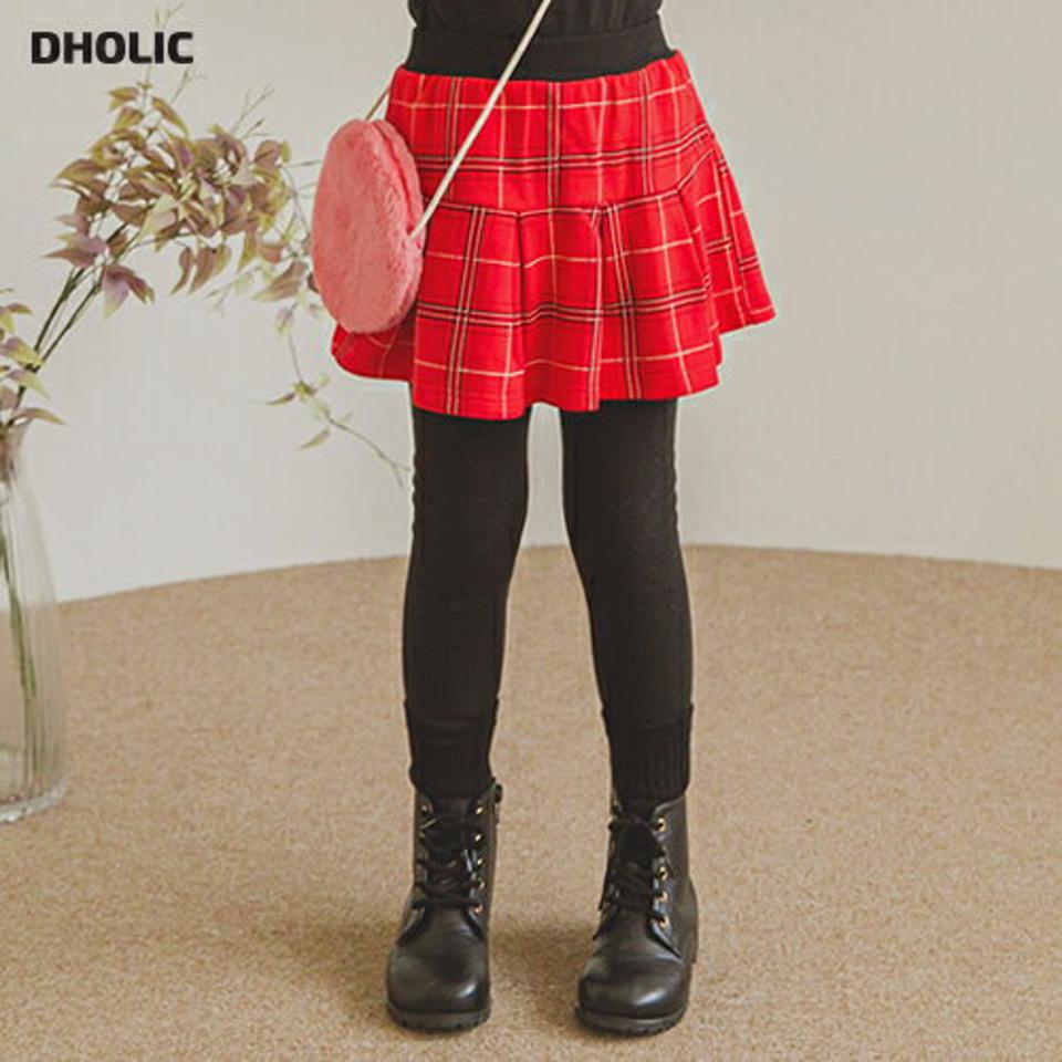 ファー裏地チェックスカートレギンス・p009893 キッズ 【3~8才】【sk】【韓国 ファッション ボトムス レギンス パンツ スパッツ スカート フレア Aライン タータンチェック 女の子 キッズ 子供 子供服 幼稚園 通学 通園 低学年 秋 冬】【KIDS】