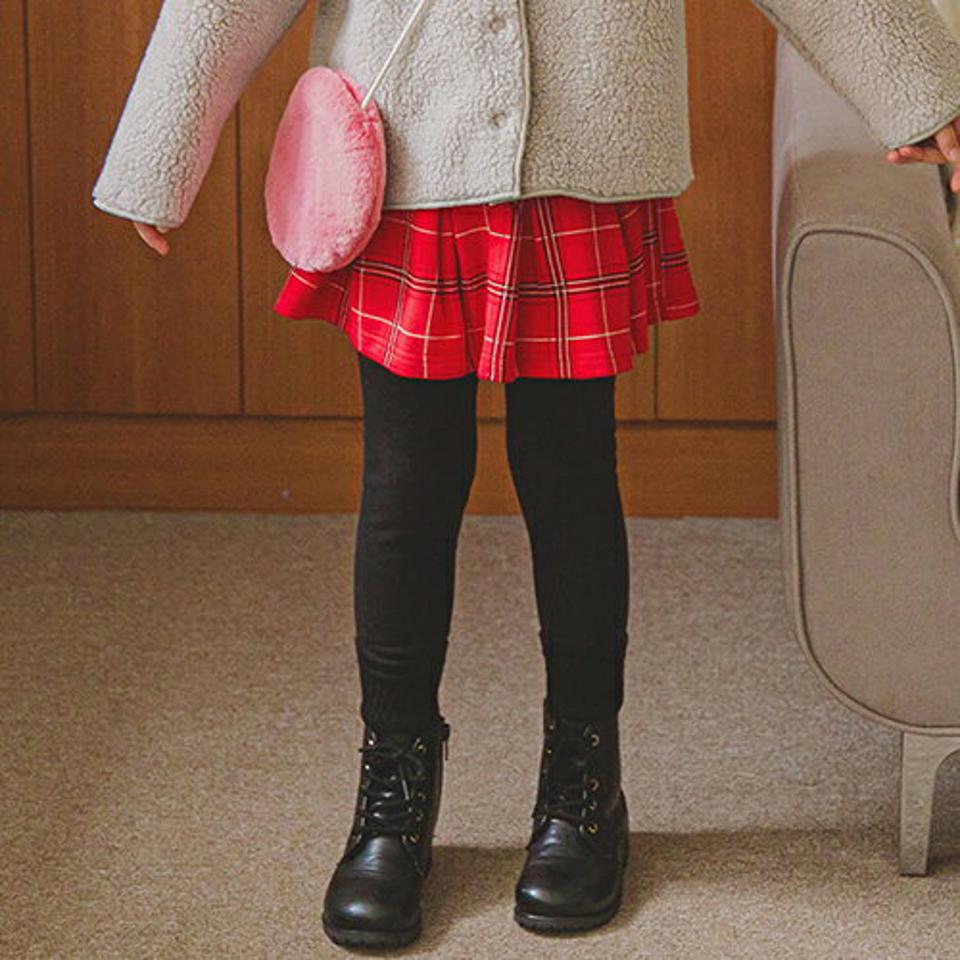 ファー裏地チェックスカートレギンス・p009893 キッズ 【3~8才】【sk】【韓国 ファッション ボトムス レギンス パンツ スパッツ スカート フレア Aライン タータンチェック 女の子 キッズ 子供 子供服 幼稚園 通学 通園 低学年 秋 冬】【KIDS】