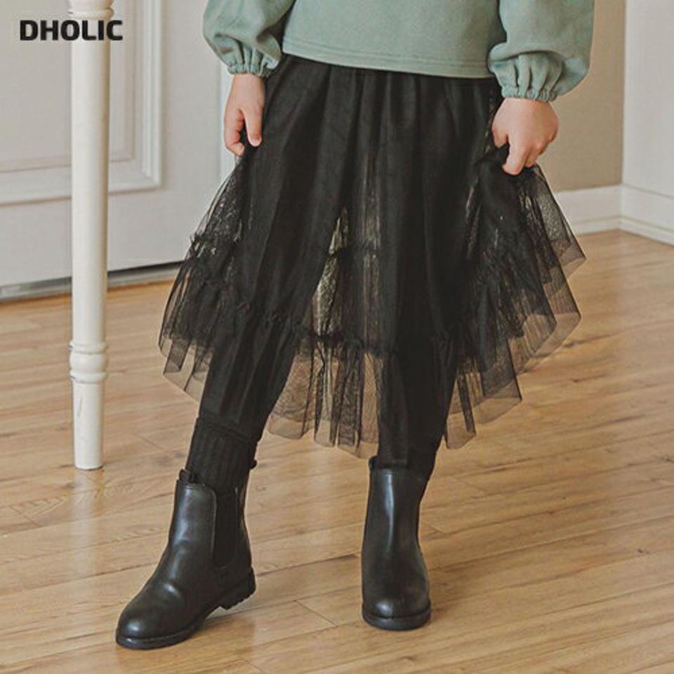 ファー裏地チュールスカートレギンス・p009882 キッズ 【3~8才】【sk】【韓国 ファッション ボトムス レギンス パンツ スパッツ スカート フレア Aライン チュール 無地 女の子 キッズ 子供 子供服 幼稚園 通学 通園 低学年 秋 冬】【KIDS】