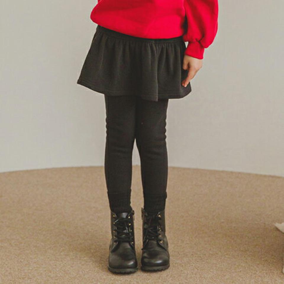 ファー裏地フレアスカートレギンス・p009889 キッズ 【3~8才】【sk】【韓国 ファッション ボトムス レギンス パンツ スパッツ スカート フレア Aライン 無地 女の子 キッズ 子供 子供服 幼稚園 通学 通園 低学年 秋 冬】【KIDS】