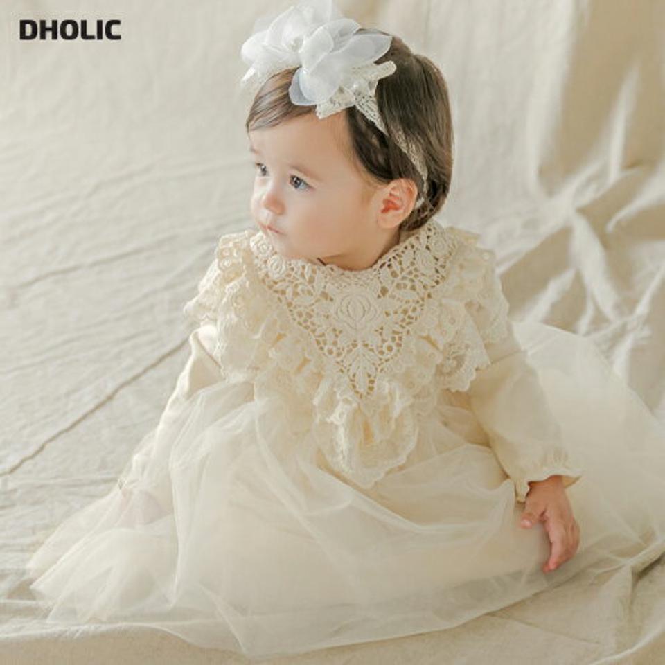 ケープ付コットンドレス p008852 キッズ 【0~2才】【ops】【韓国 ファッション ドレス ワンピース 長袖 レース 刺繍 レース編み 可愛い セレモニー ベビー撮影キッズ 子供 子供用 ベビー 赤ちゃん ベビー用 赤ちゃん用 出産祝い 春 秋 冬】【KIDS】