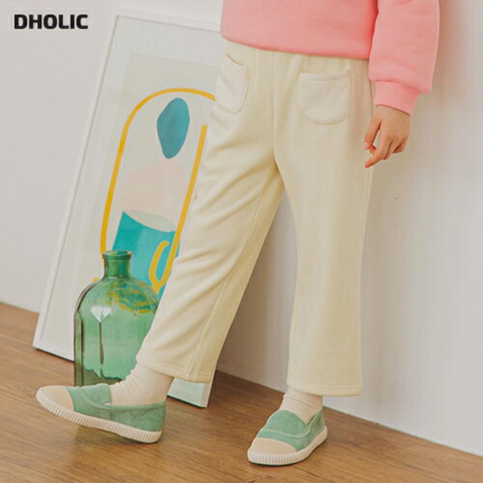 裏起毛ダブルポケットコーデュロイパンツ(ivory)・p009905 キッズ【3~8才】【pt】【パンツ ズボン ロングパンツ 長ズボン コーデュロイ 単色 シンプル カジュアル 裏起毛 女の子 男の子 冬 韓国 韓国子供服 子供 こども 子供服 こども服】【KIDS】