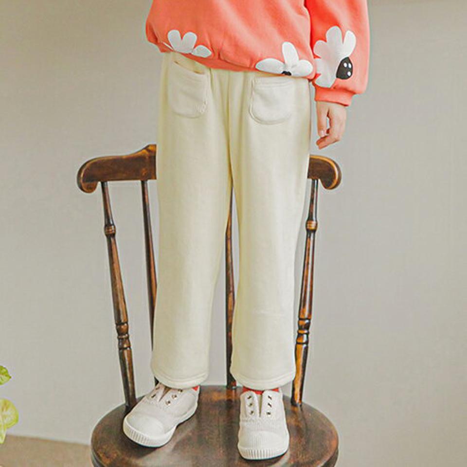 裏起毛ダブルポケットコーデュロイパンツ(ivory)・p009905 キッズ【3~8才】【pt】【パンツ ズボン ロングパンツ 長ズボン コーデュロイ 単色 シンプル カジュアル 裏起毛 女の子 男の子 冬 韓国 韓国子供服 子供 こども 子供服 こども服】【KIDS】