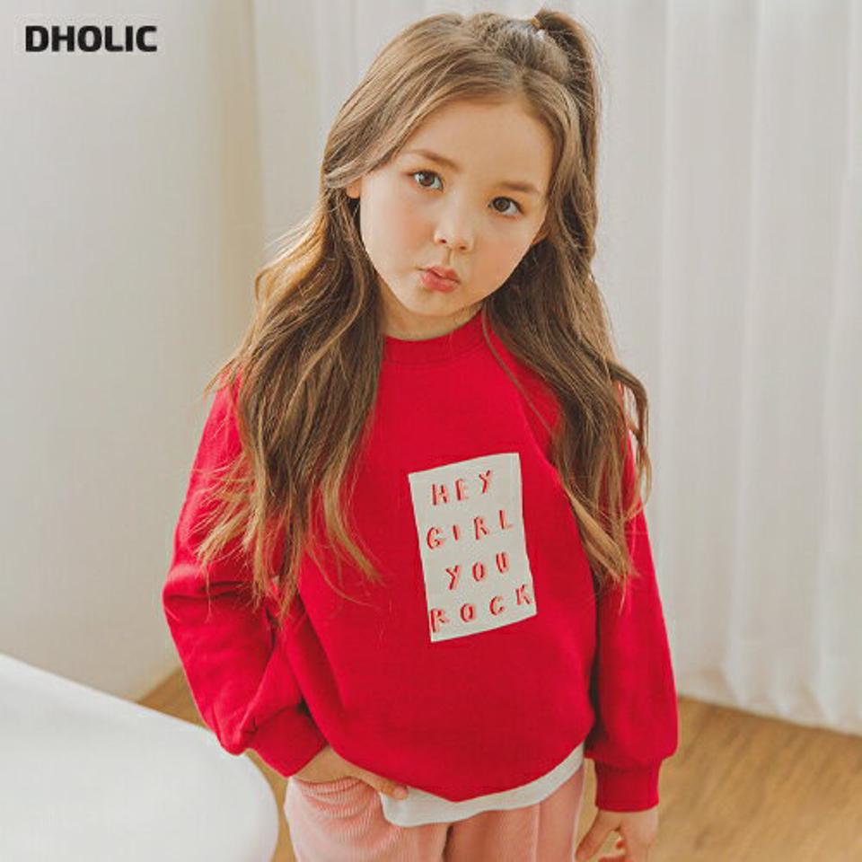 裏起毛ボックスロゴスウェット(red)・p009911 キッズ【3~8才】【tops】【トップス スウェット トレーナー 長袖 ロゴ ロゴトップス ボックスロゴ 裏起毛 カジュアル ラフ 女の子 男の子 冬 韓国 韓国子供服 子供 こども 子供服 こども服】【KIDS】