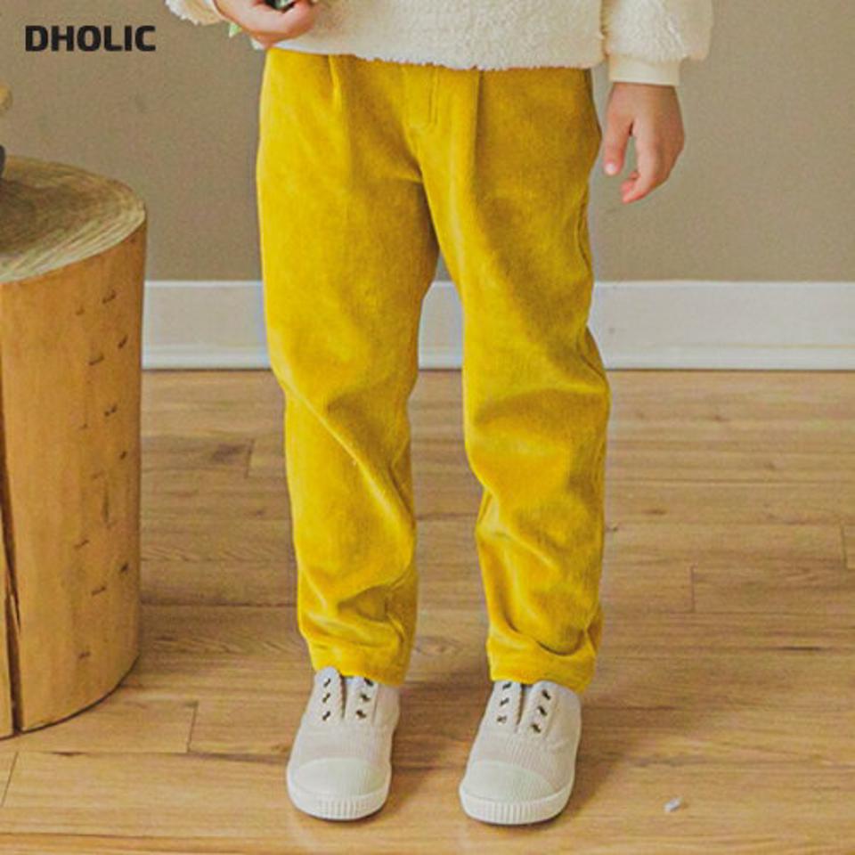裏起毛コーデュロイパンツ(yellow)・p009901 キッズ【3~8才】【pt】【パンツ ズボン ロングパンツ 長ズボン コーデュロイ 単色 シンプル カジュアル 裏起毛 ラフ 女の子 男の子 冬 韓国 韓国子供服 子供 こども 子供服 こども服】【KIDS】