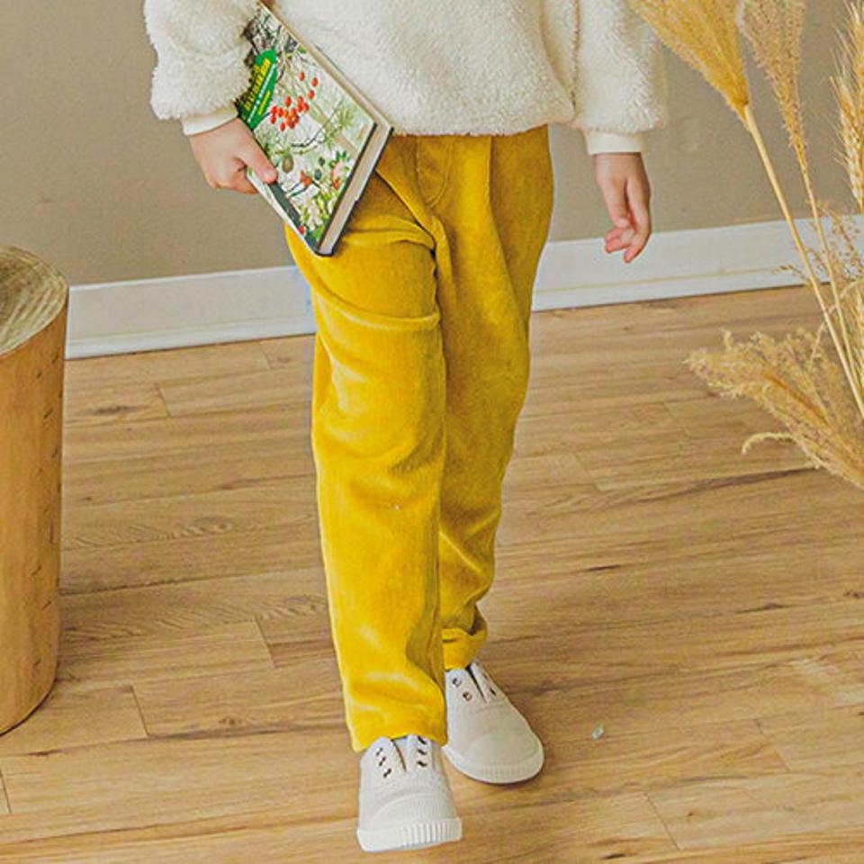裏起毛コーデュロイパンツ(yellow)・p009901 キッズ【3~8才】【pt】【パンツ ズボン ロングパンツ 長ズボン コーデュロイ 単色 シンプル カジュアル 裏起毛 ラフ 女の子 男の子 冬 韓国 韓国子供服 子供 こども 子供服 こども服】【KIDS】