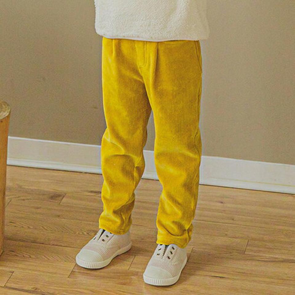 裏起毛コーデュロイパンツ(yellow)・p009901 キッズ【3~8才】【pt】【パンツ ズボン ロングパンツ 長ズボン コーデュロイ 単色 シンプル カジュアル 裏起毛 ラフ 女の子 男の子 冬 韓国 韓国子供服 子供 こども 子供服 こども服】【KIDS】