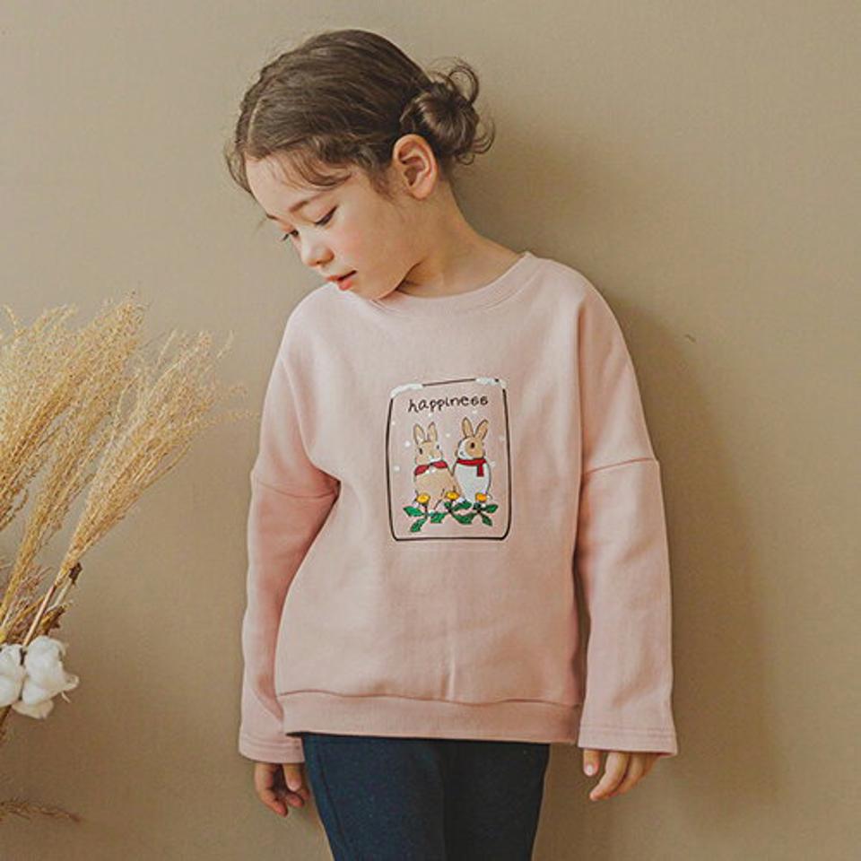 裏起毛ラビット上下SET(pink)・p010092 キッズ【3~8才】【tops】【セット set 上下 トップス 長袖 トレーナ パンツ ズボン ロングパンツ 長ズボン うさぎ ウサギ 裏起毛 女の子 冬 韓国 韓国子供服 子供 こども 子供服 こども服】【KIDS】