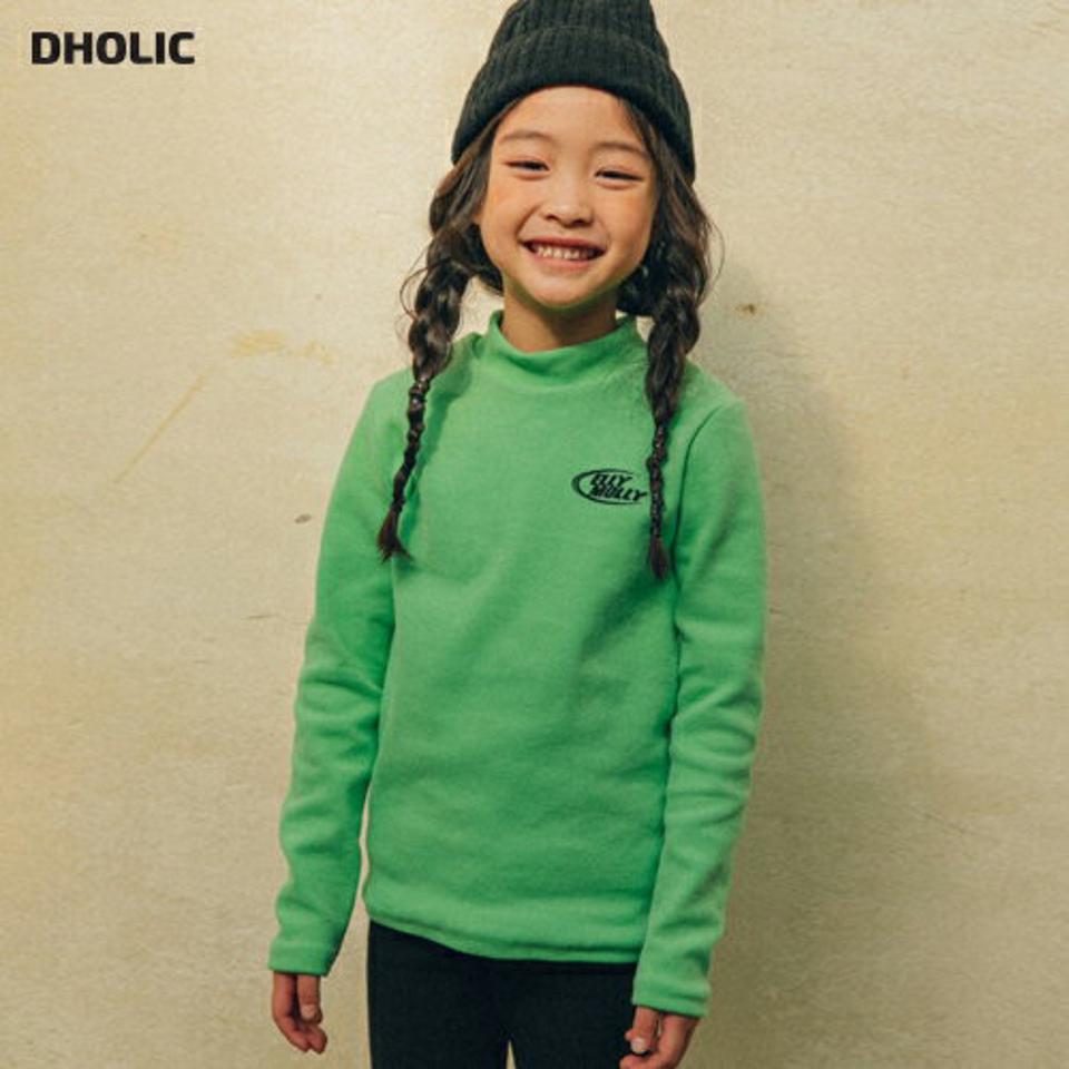 裏起毛オーバルロゴTシャツ(JUNIOR)・u10467 キッズ【9~17才】【tops】【トップス Tシャツ 長袖 ロゴ ロゴトップス 裏起毛 シンプル カジュアル ラフ モックネック 女の子 男の子 冬 韓国 韓国子供服 子供 こども 子供服 こども服】【KIDS】