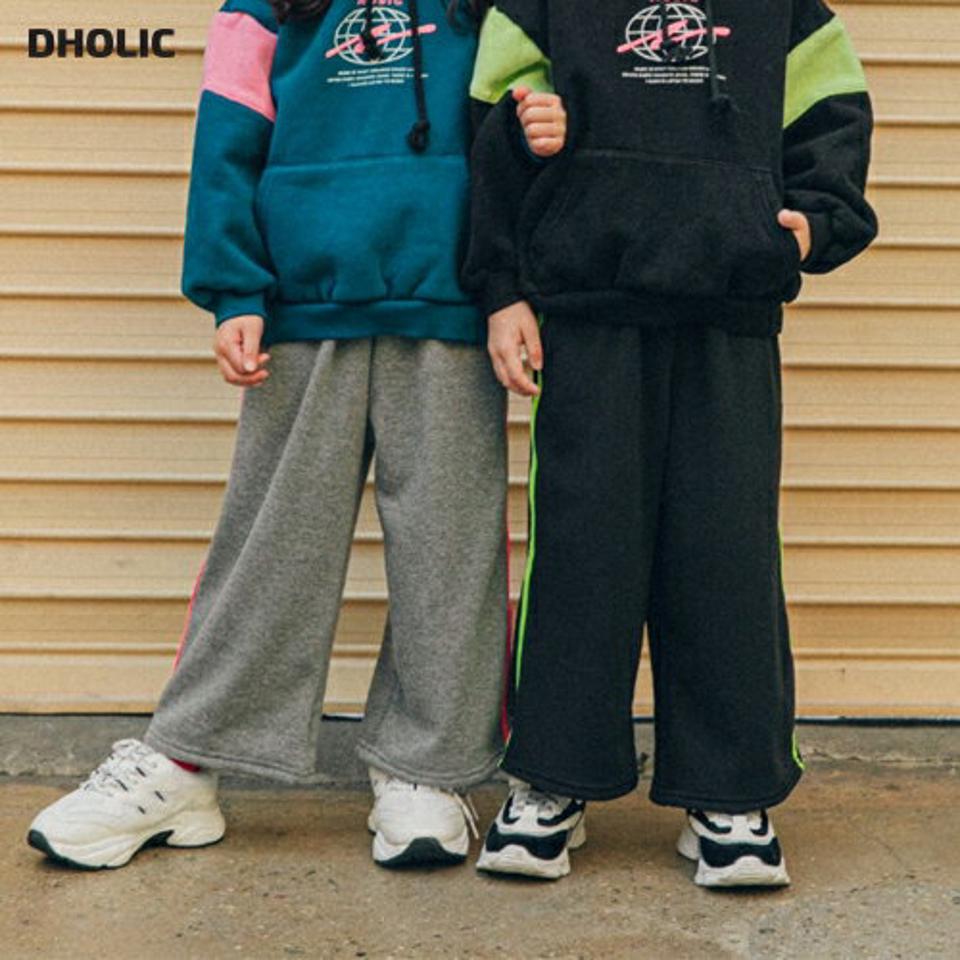 裏起毛ラインワイドパンツ(junior)・u10624 キッズ【9~17才】【pt】【パンツ ズボン ロングパンツ 長ズボン ワイド ワイドパンツ 裏起毛 ラインパンツ カジュアル ラフ 女の子 男の子 冬 韓国 韓国子供服 子供 こども 子供服 こども服】【KIDS】