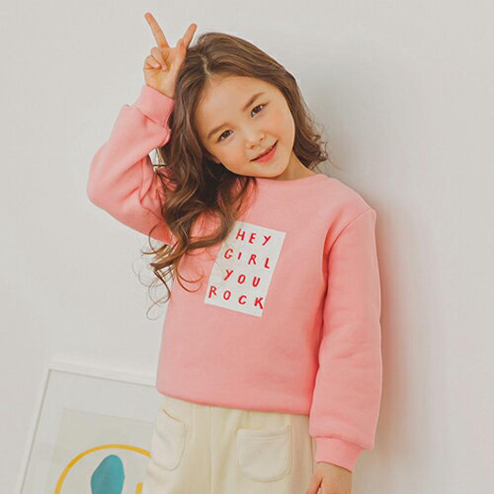 裏起毛ボックスロゴスウェット(pink)・p009912 キッズ【3~8才】【tops】【トップス スウェット トレーナー 長袖 ロゴ ロゴトップス ボックスロゴ 裏起毛 カジュアル ラフ 女の子 男の子 冬 韓国 韓国子供服 子供 こども 子供服 こども服】【KIDS】