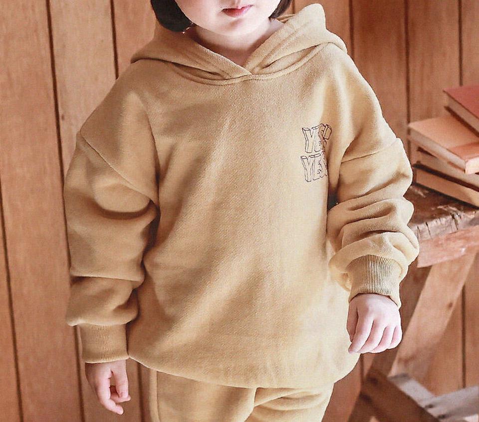 両起毛YESフーディ・p010374 キッズ 【3~8才】【tops】【韓国 ファッション トップス スウェット トレーナー Tシャツ カットソー 長袖 ルーズ レタリング プリント 女の子 男の子 ユニセックス キッズ 子供服 幼稚園 通学 通園 低学年 秋 冬】【KIDS】【WS】