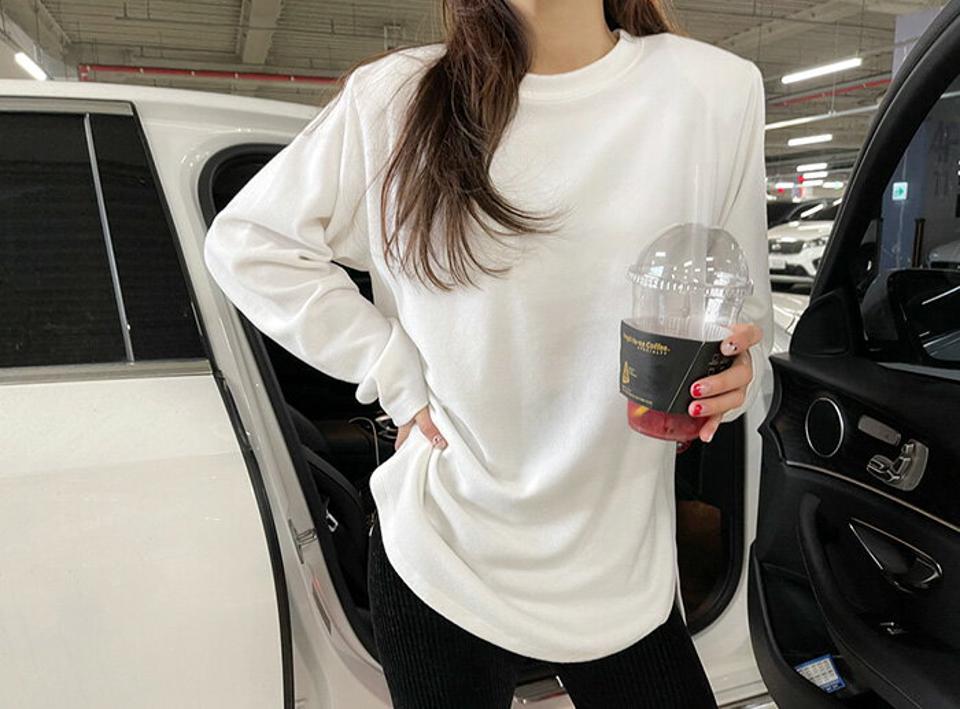 NANING9(ナンニング)起毛長袖Tシャツ【12/24up_go】無地T　起毛　Tシャツ　長袖　カットソー　冬　ロンT　オーバーフィット　【5】
