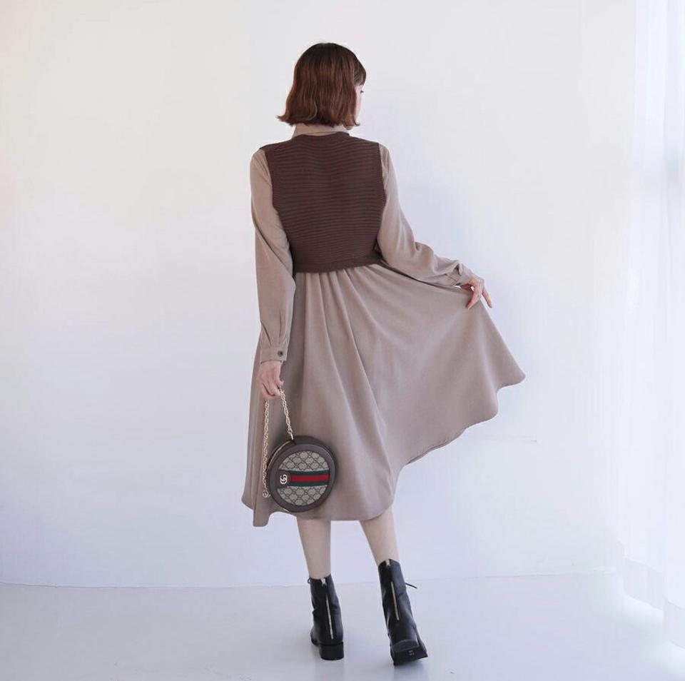 ベスト&シャツワンピースSET・全3色・e62417 レディース 【ops】【韓国 ファッション セットアップ ベスト シャツ ラウンドネック カラー 長袖 カラーワンピース ロングワンピース ロング ボタン フレア Aライン カジュアル 秋 冬】