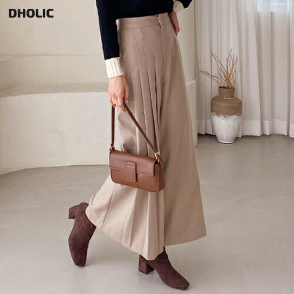 起毛ハーフプリーツパンツ・全2色・b62386 レディース 【pt】【韓国 ファッション ボトムス パンツ ロング ワイド プリーツ 起毛 ハーフプリーツ 無地 フェミニン ファスナー オフィス 大人 上品 カジュアル 秋 冬】