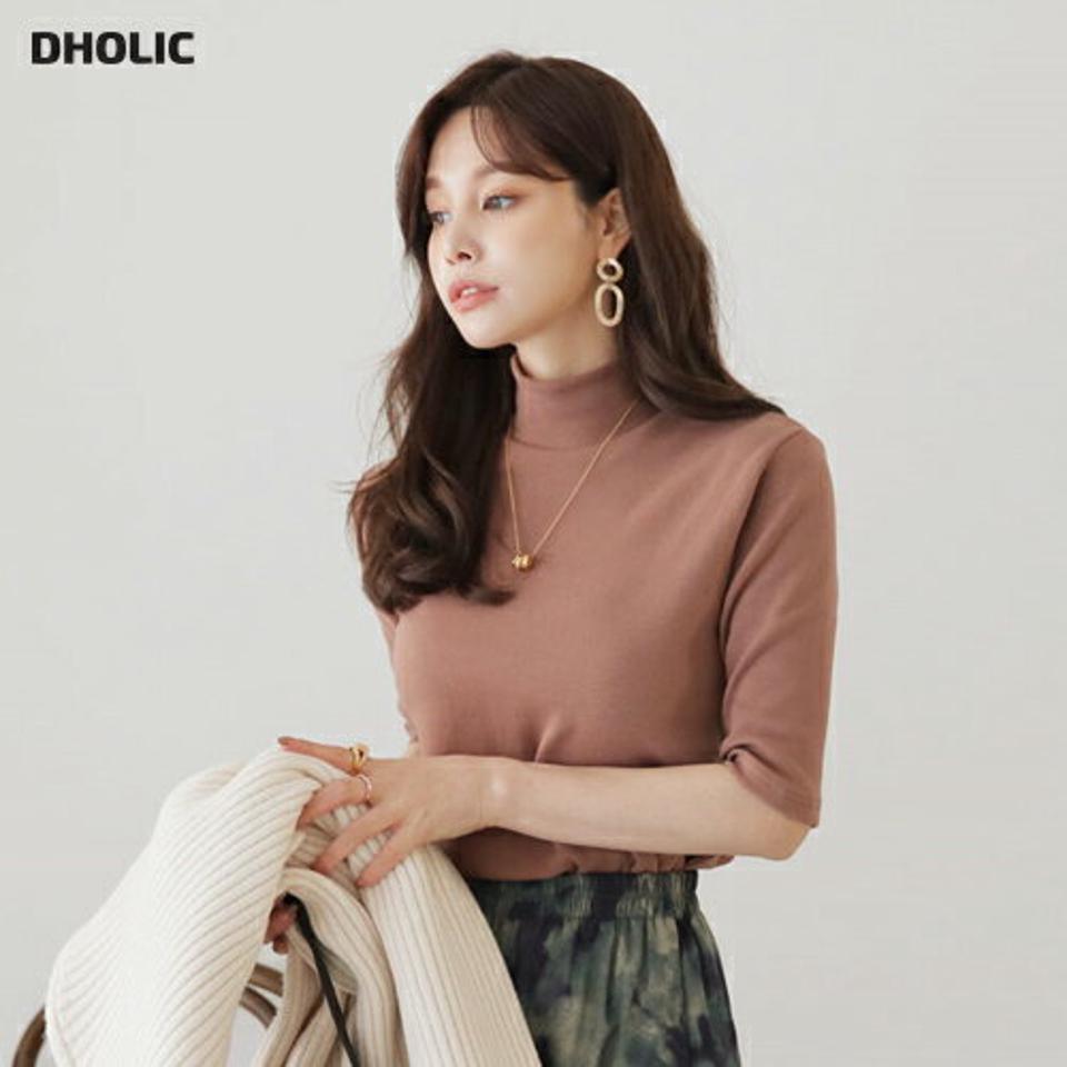 裏起毛タートル半袖Tシャツ・全3色・b65904 レディース 【tops】【トップス Tシャツ 半袖 ハーフスリーブ タートル タートルネック 裏起毛 単色 無地 シンプル 大人 きれいめ 秋 冬 韓国 ファッション】【ハイホリHIHOLLI】